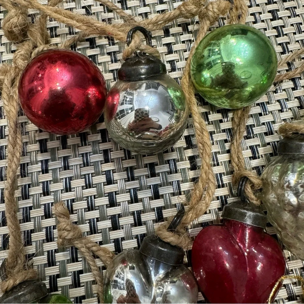 1Pottery Barn Mini Kugel Mercury Glass Asst Shapes/Colors 24 Ornaments 1.5-2